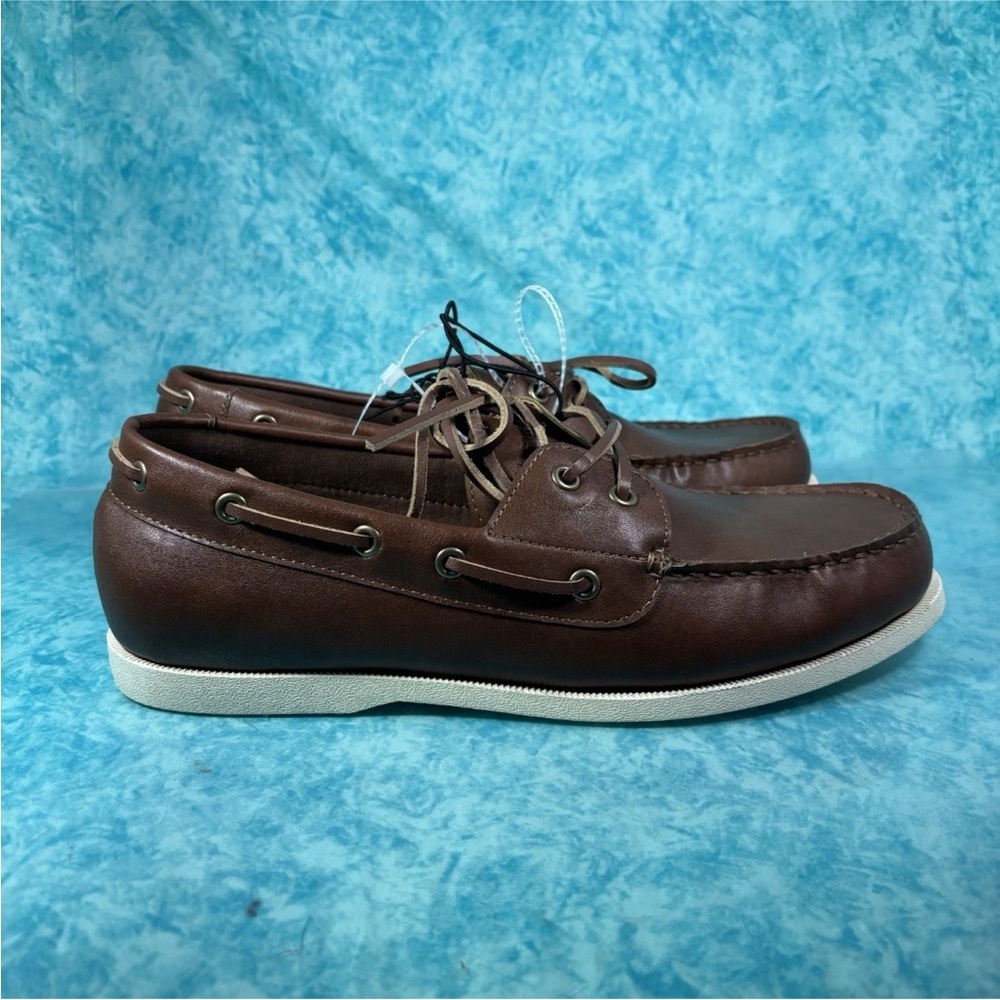 Tommy Hilfiger Brown Faux Brown Leather Boat Shoe Loafers Men’s Size 10